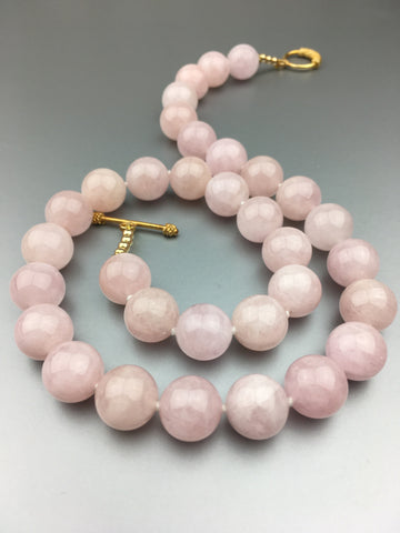 Morganite Bead Necklace (hand knotted)