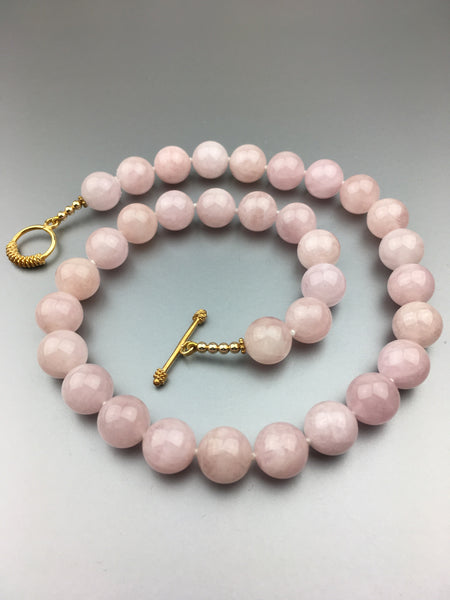 Morganite Bead Necklace (hand knotted)