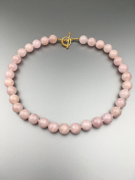 Morganite Bead Necklace (hand knotted)