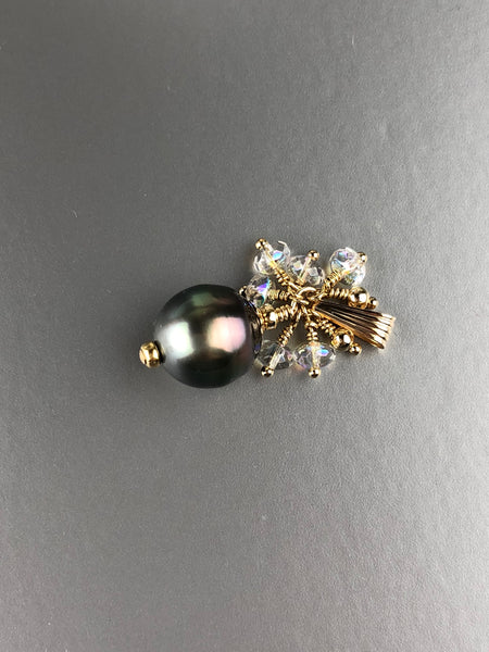 Baroque Tahitian Pearl Bracelet, Earrings (mini chandelier), Pendant Set in Gold filled